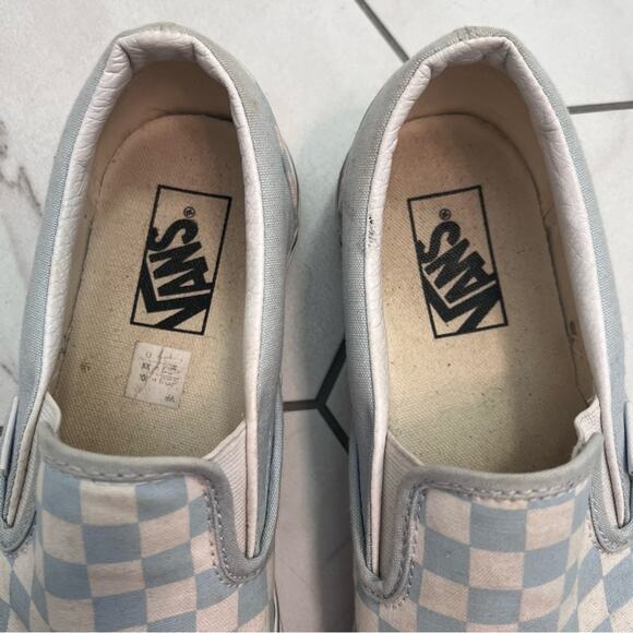 Vans Light Blue Classic Checkerboard Slip on Shoes Size 8.5 Women's - Picture 3 of 9